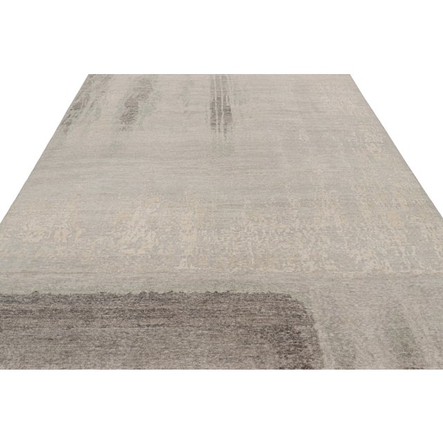 2010s Rug & Kilim’s Modern Distressed Abstract Rug in Beige, Gray and Blue Tones For Sale - Image 5 of 8