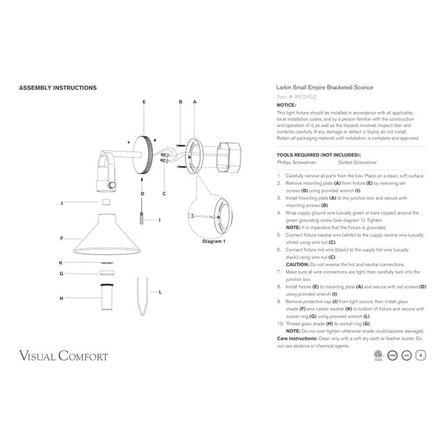 Visual Comfort Ian K. Fowler for Visual Comfort Signature Larkin Small Empire Bracketed Sconce in Bronze with Clear Glass For Sale - Image 4 of 4