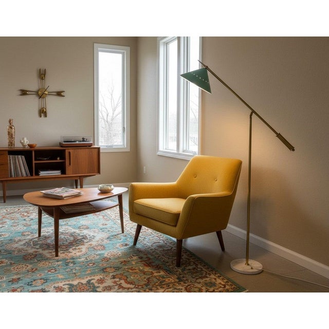 Mid 20th Century Italian Adjustable Brass Floor Lamp With Stone Base For Sale - Image 16 of 18