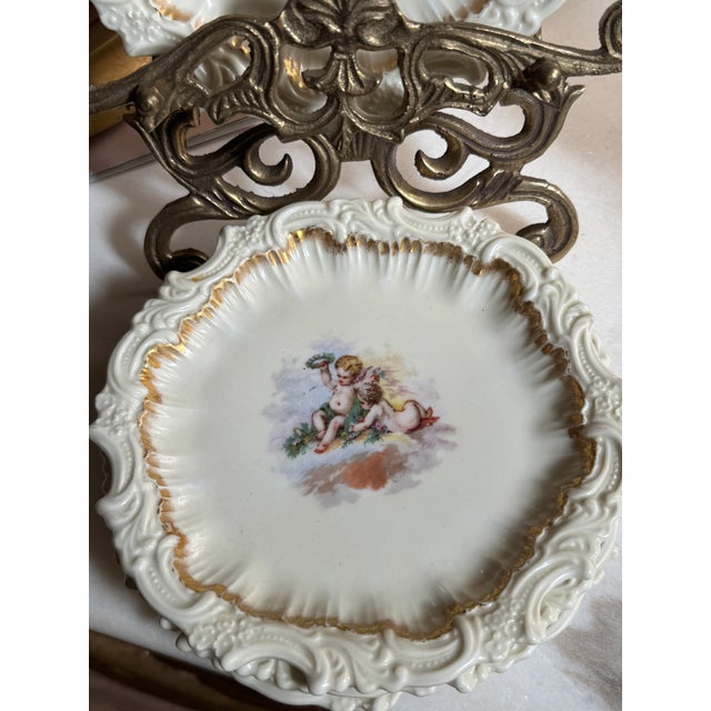 Antique T&v Limoges France Gilt Cherub Porcelain Plates – Set of 4 For Sale In Louisville - Image 6 of 12
