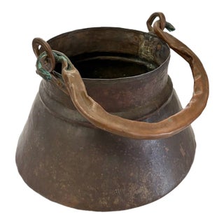 Antique Hand Hammered Copper Bucket For Sale