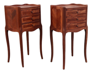 1920s Pair of French Louis XV Style Rosewood Side Tables Nightstands