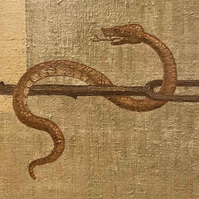 J. J. Borghetto, The Alchemist and the Snake Hunter in Pendant, 1945, Oil on Canvases, Set of 2 For Sale - Image 12 of 15