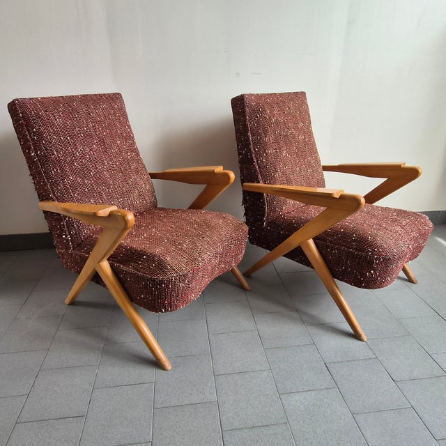 Mid-Century Modern French Compass Feet Chairs in Beech from Erton, 1950s, Set of 2 For Sale - Image 10 of 15
