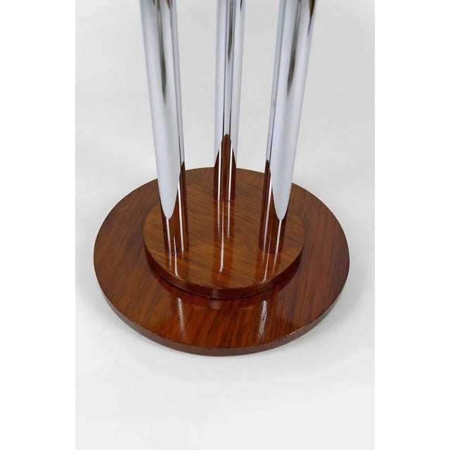 1930s Modern Art Deco Pedestal Table in Walnut and Chrome, 1930 For Sale - Image 5 of 13