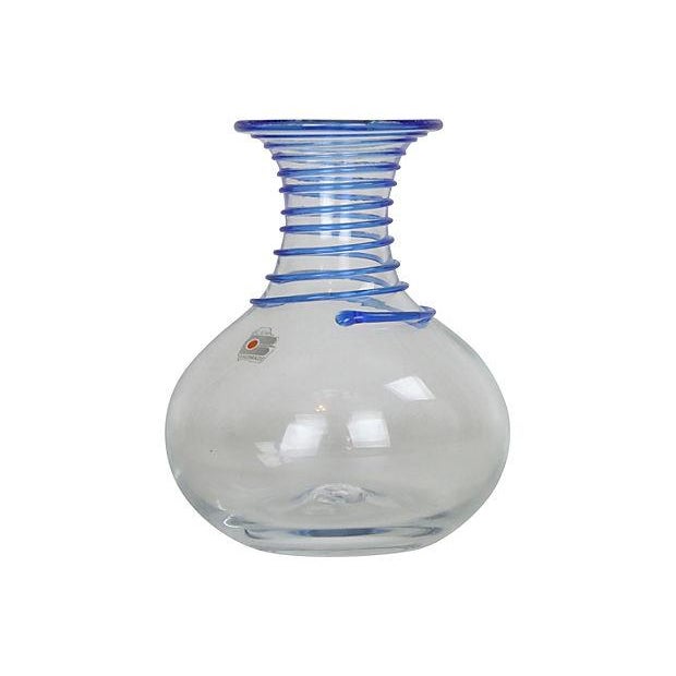 Blenko Swirl Cobalt & Clear Vase Chairish