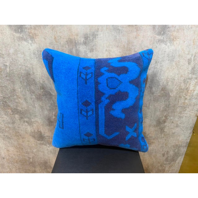 Asymmetric Blue Rug Pillow Cover For Sale - Image 14 of 14