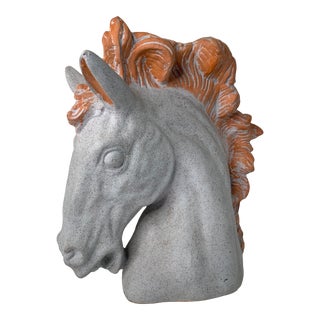 Vintage Cast Terra Cotta Horse Head Figure For Sale