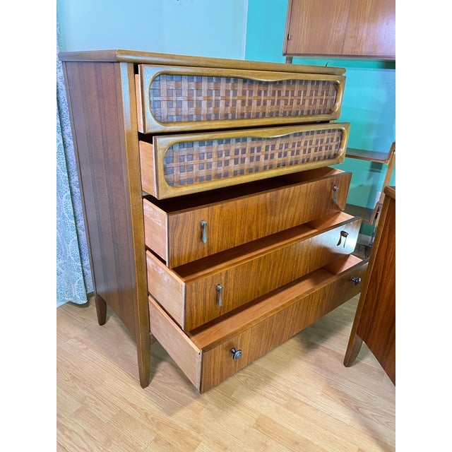 1960s Lane Perception Walnut Highboy Dresser For Sale - Image 9 of 12