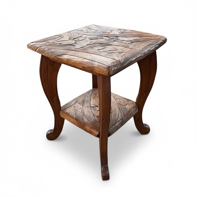 Antique Japanese Carved Fruitwood Side Table from Liberty of London, 1930s For Sale - Image 4 of 13