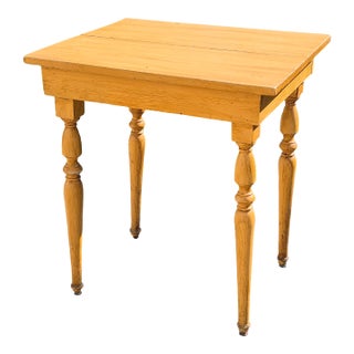 Antique Primitive Mustard Painted Tall Wood Side Table Foyer Table Desk For Sale
