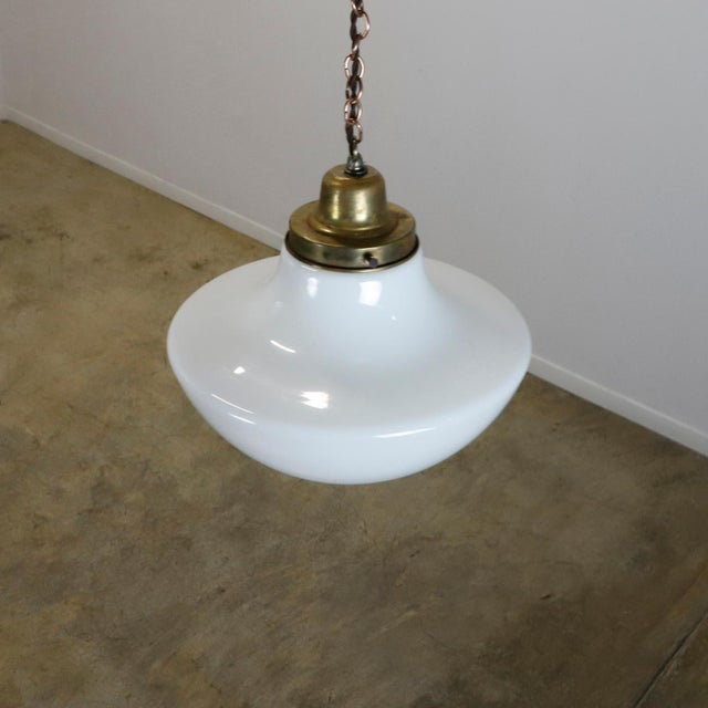 1930s Art Deco Milk Glass Pendant Light For Sale - Image 14 of 17