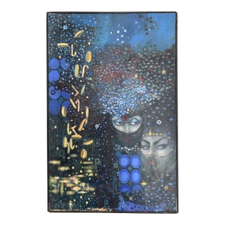 1973 Mid Century Abstract Oil Painting by Stephania Lestier For Sale