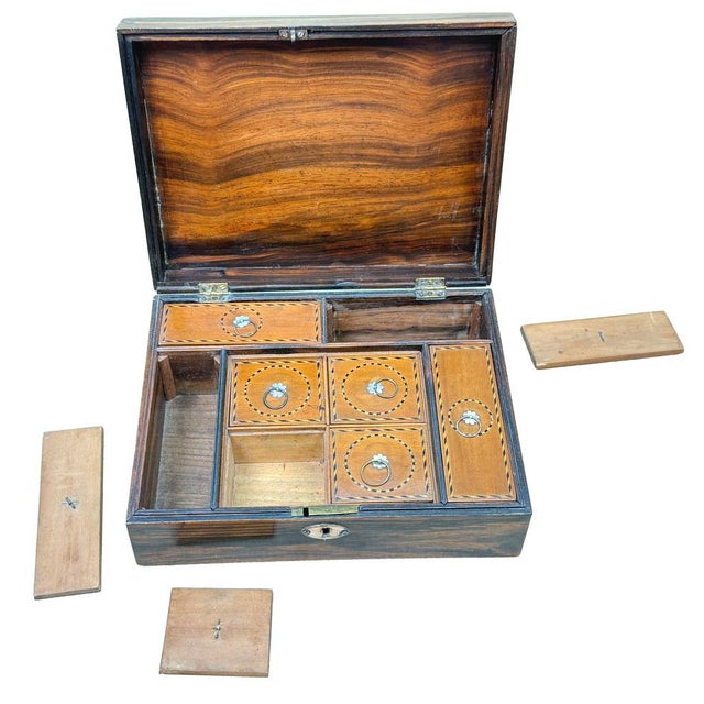 Brown Rectangular Coromandel Work Box, 1840 For Sale - Image 8 of 11