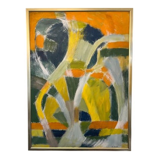 Late 20th Century Large Abstract Expressionist Painting on Canvas For Sale