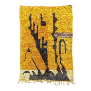Modern Yellow Moroccan Wool Rug For Sale
