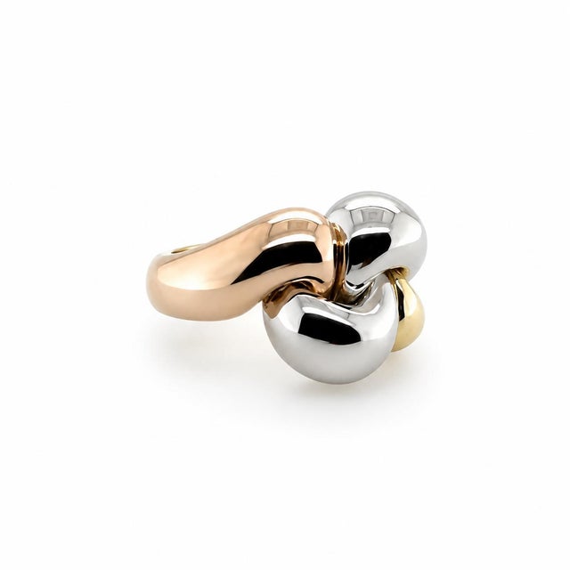 Italian 18k Tri-Gold Ring, Size 7 For Sale - Image 4 of 4