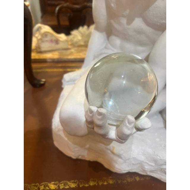 1970s Large Stone Nude Man Holding a Crystal Ball. For Sale In West Palm - Image 6 of 8