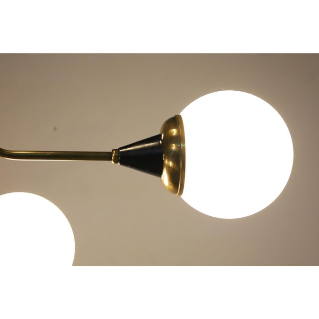 1960s 1960s Stilnovo Style Chandeliers in Brass and Glass - a Pair For Sale - Image 5 of 8