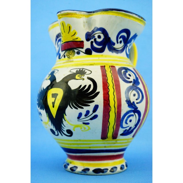 Antique Ceramic Jug Vase with a Two-Headed Eagle, Pesaro, Italy For Sale - Image 10 of 18