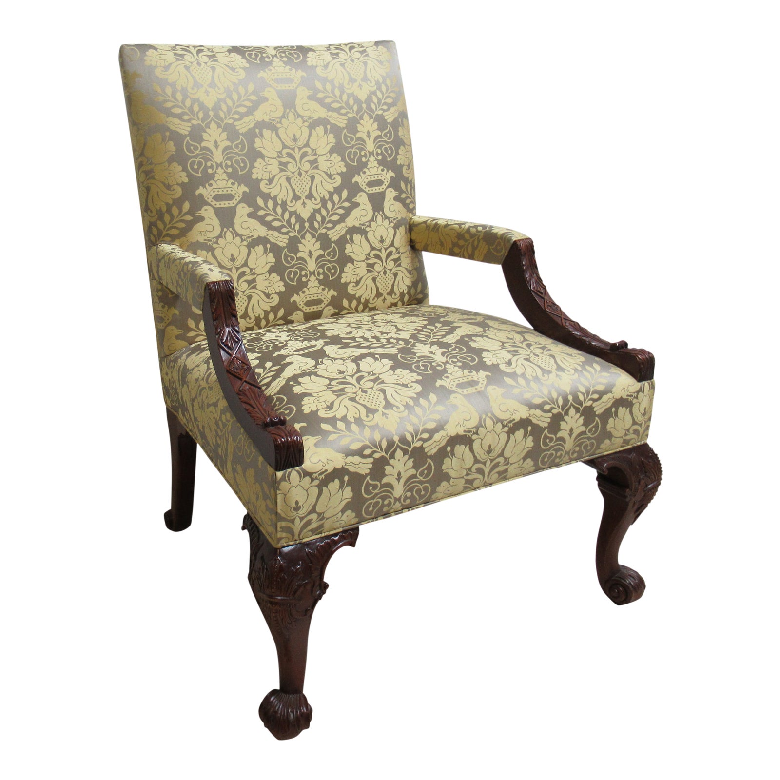 Hickory Chair Co. Chippendale Ball Claw Arm Lounge Chair Chairish