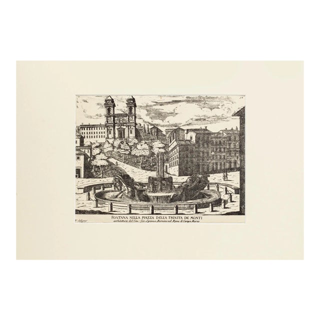 Fontana nella Piazza della Trinità de Monti - Etching - Early 20th-Century For Sale