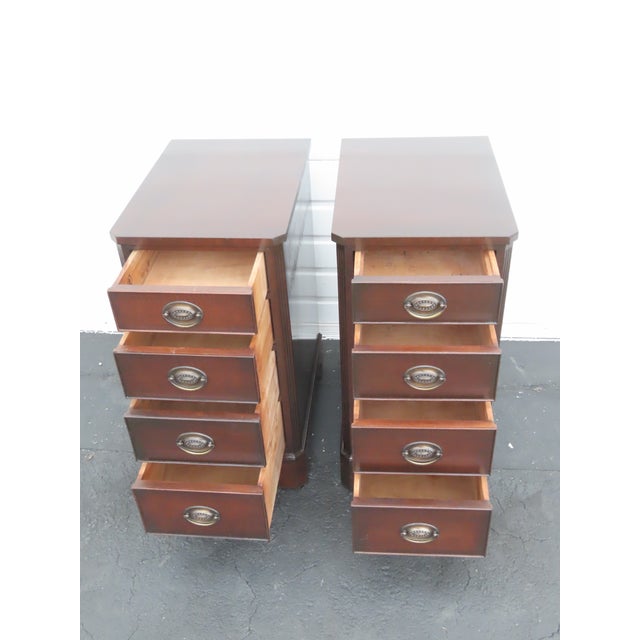 Kindel Tall and Narrow Mahogany Nightstands End Bedside Tables a Pair 6443 For Sale In Miami - Image 6 of 17
