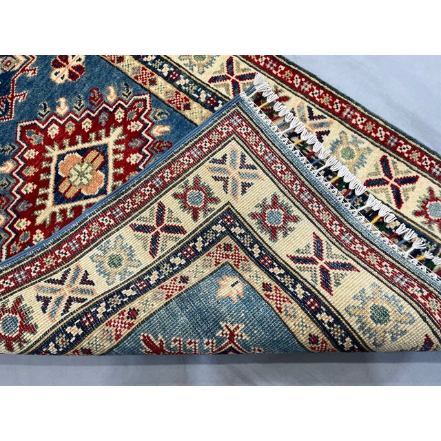 Blue and Cream Kazak-Style Wool Runner Rug With Tribal Medallions, 2'8" X 9'7" For Sale - Image 15 of 15