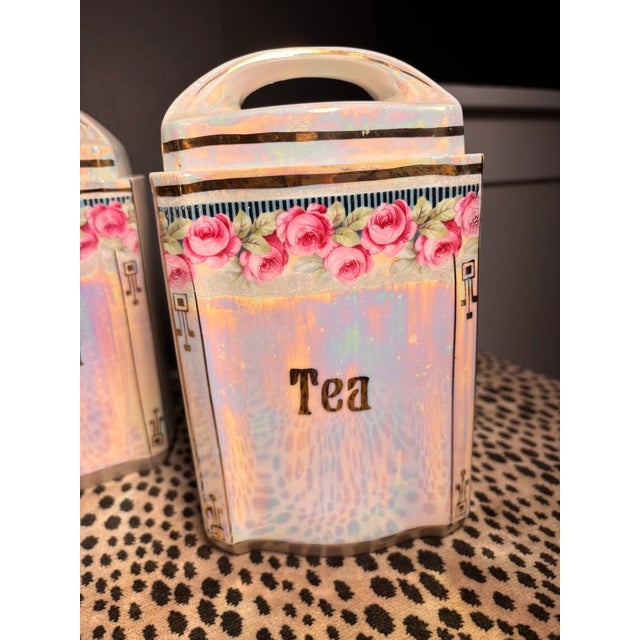 Vintage German Iridescent Lusterware Kitchen Canister Set For Sale - Image 9 of 18
