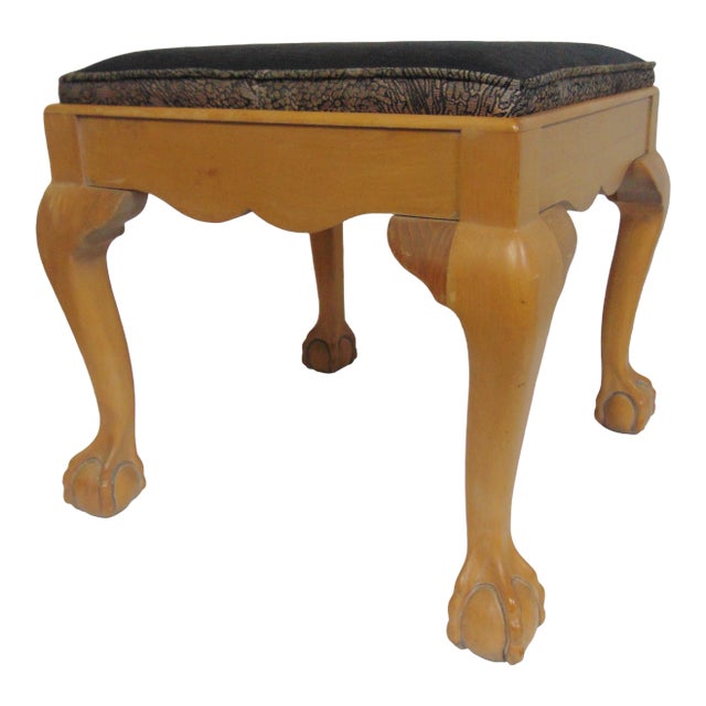 Chippendale Style Maple Claw & Ball Footstool For Sale