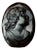 French Jet Glass Mourning Cameo C-Clasp Black Brooch Antique Pin For Sale