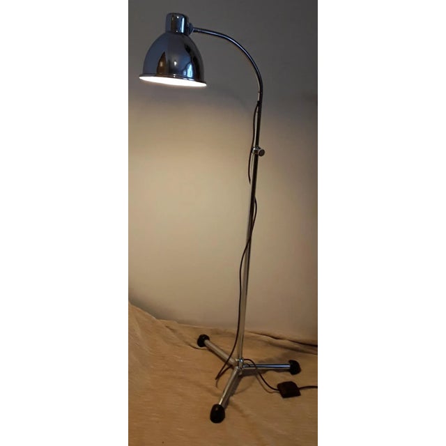 Adjustable Floor Lamp with Chromed Tripod Base, Spiral Arm & Cream Metal Shade, 1940s For Sale - Image 6 of 7