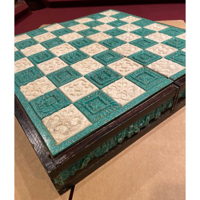 Wood Vintage Mexican Hand Carved Chess Set With Carrying Case For Sale - Image 7 of 9