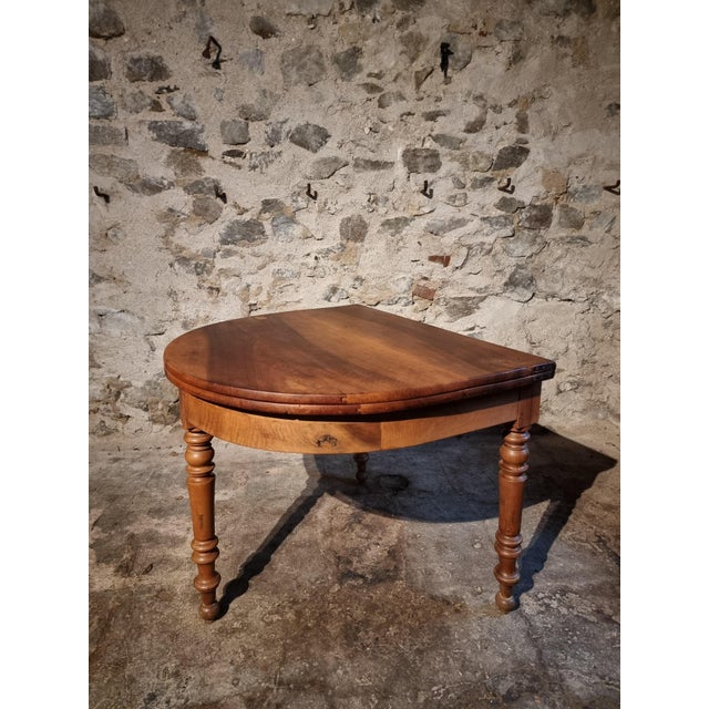 Antique Folding Demi-Lune Dining Table in Walnut, 1890s For Sale - Image 17 of 18