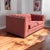 1980s 1980s Postmodern Rose Pink Grid-Tufted Loveseat, 67 In For Sale - Image 5 of 18