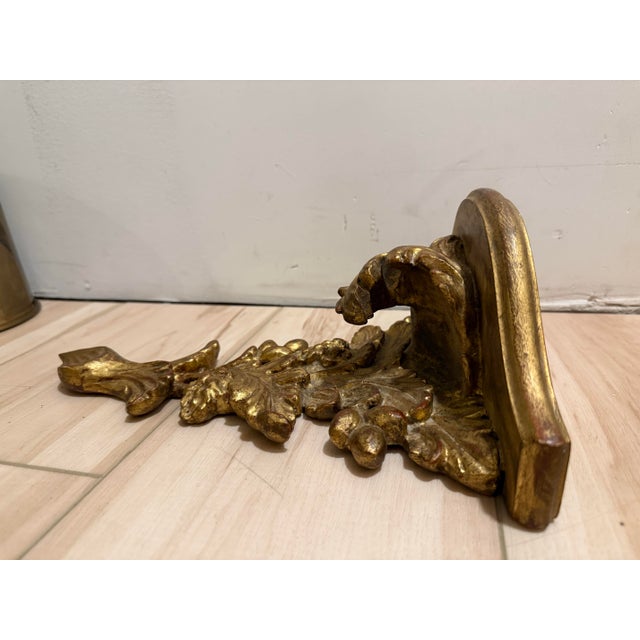 Late 20th Century Palladio Hand Carved Gilded Wood Decorative Wall Shelf. For Sale - Image 5 of 6