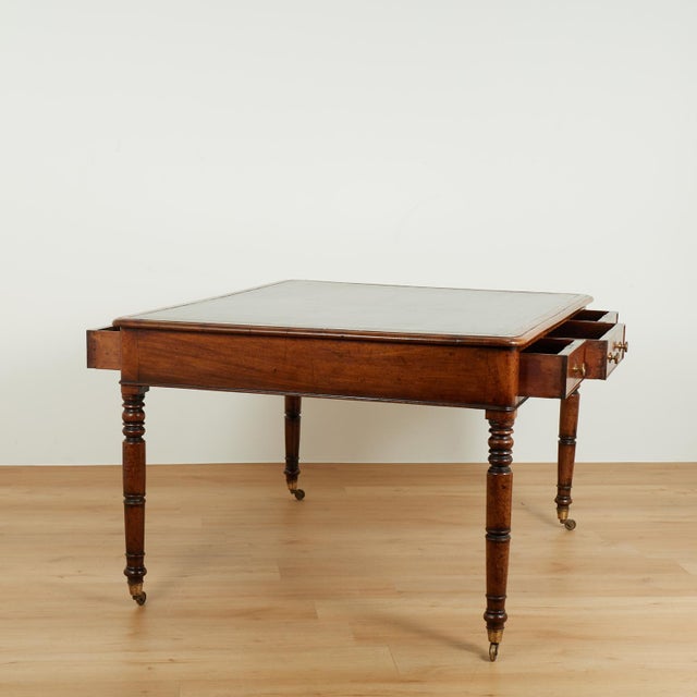 Antique George IV Leather Top Partners Desk For Sale - Image 14 of 17