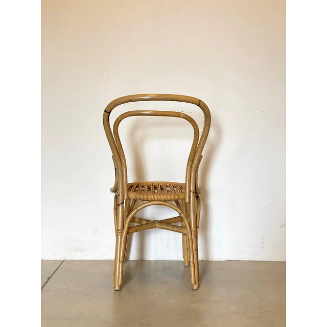 Wood Set of Bamboo & Wicker Chairs, 1970s For Sale - Image 7 of 11