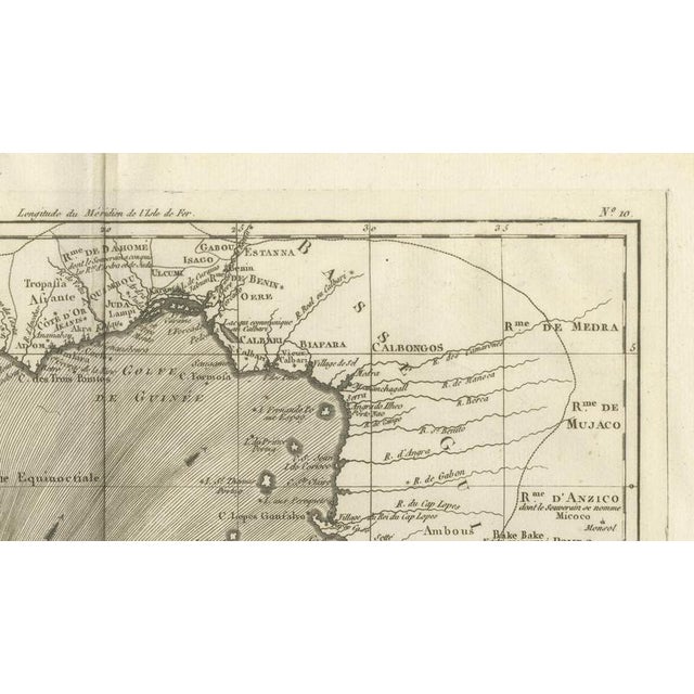 Paper Upper and Lower Guinea Coast Map by Bonne, 1780 For Sale - Image 7 of 9