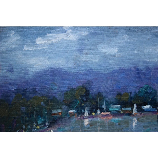 Quiet Places & Coastal Views — Cloudy Day at Morro Bay with Sailboats Original oil painting by L. Haas, 10 x 8 in unframed...