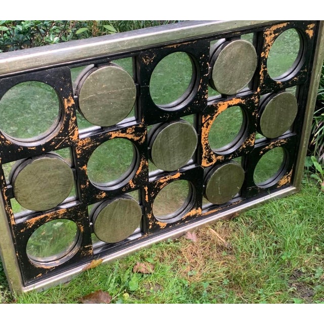 Black 1970s Op Art Meets Industrial Mirror For Sale - Image 8 of 8