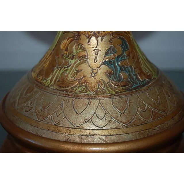 Vintage Marbro Ceramic Egyptian Lamps of Gold - a Pair For Sale - Image 9 of 10