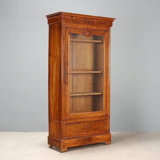 Louis Philippe Walnut Wardrobe with Glass Door For Sale - Image 11 of 11