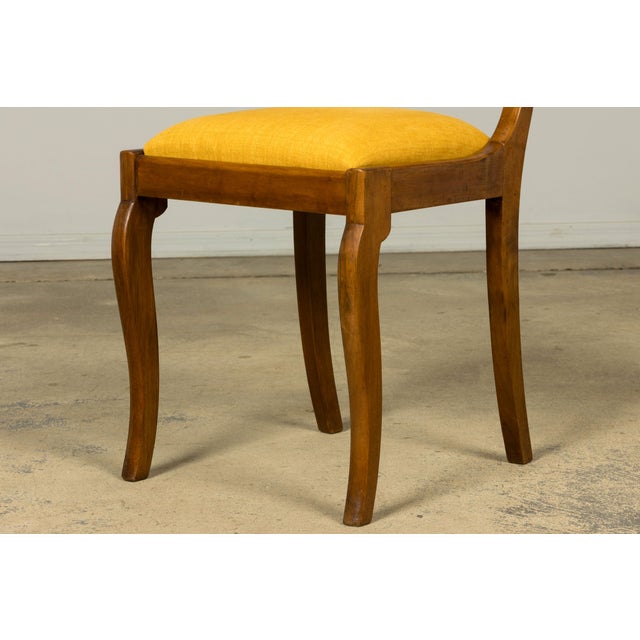 Set of 10 Mid-19th C. French Louis Philippe Walnut Dining Chairs in Yellow Linen For Sale - Image 11 of 18