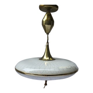 Vintage Mid-Century Modern Bronze Glass Pendant For Sale