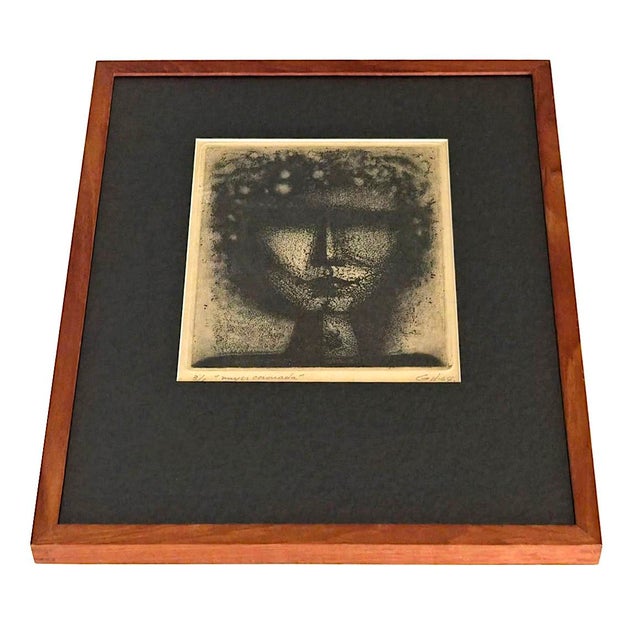 1964 Aníbal Gil Woodcut Print: "Mujer Coronada", Framed For Sale In Miami - Image 6 of 11