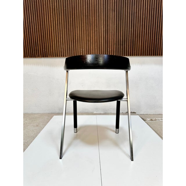 1980s Sculptural Chair in Steel, Wood and Leather, Germany, 1980s For Sale - Image 5 of 18