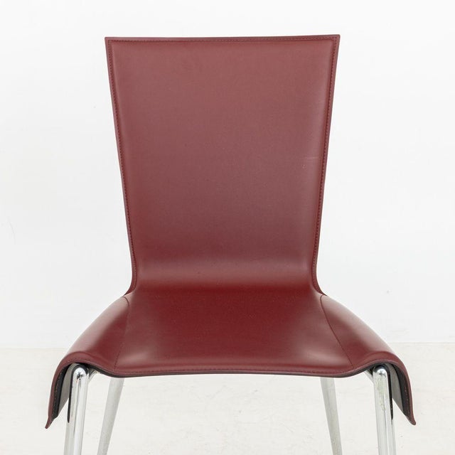 Postmodern Postmodern Red Leather Side Chair For Sale - Image 3 of 6