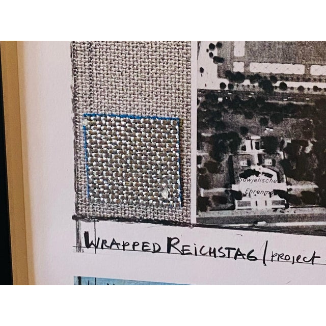 Christo & Jeanne-Claude, Wrapped Reichstag – Project for Berlin, Offset Lithograph with Fabric Sample, 1994, Framed For Sale - Image 9 of 18