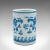 This is a small vintage plant pot. A Chinese, ceramic desktop brush jar with Oriental decor, dating to the late 20th...